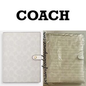 NEW Coach Signature Coated Canvas Chalk/Glacier White Notebook Journal Agenda